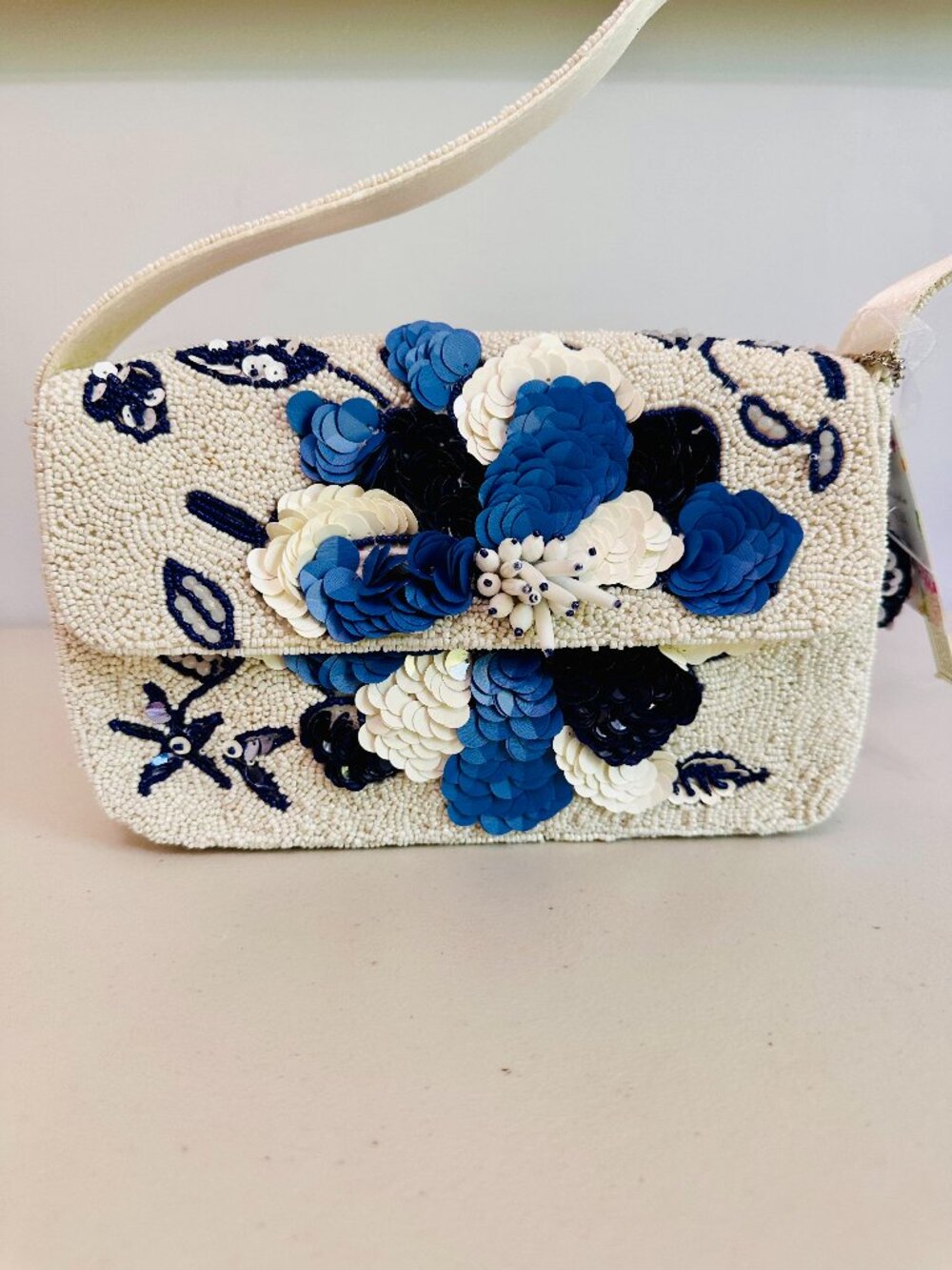 TIKTOK VIRAL HANDCRAFTED IN INDIA SANTORINI VIBE FLORAL BEADED SHOULDER BAG